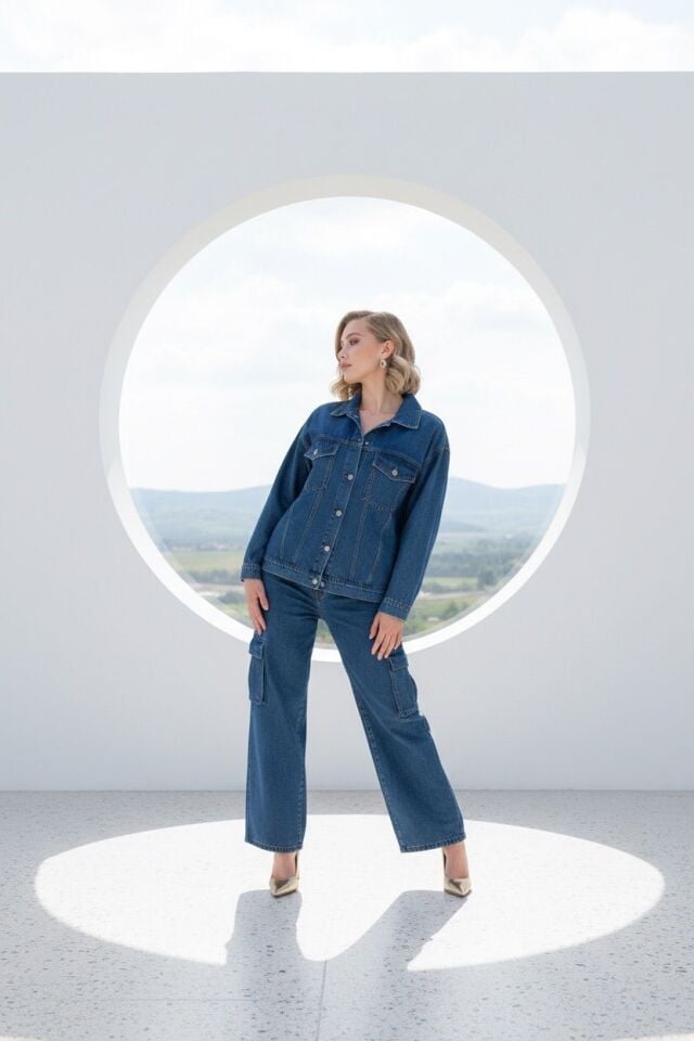 Soft Denim Chic – İndigo Tencel Ceket