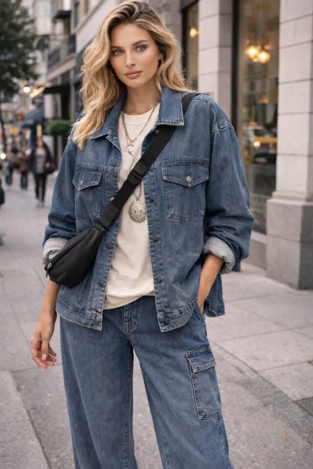 Soft Denim Chic – İndigo Tencel Ceket