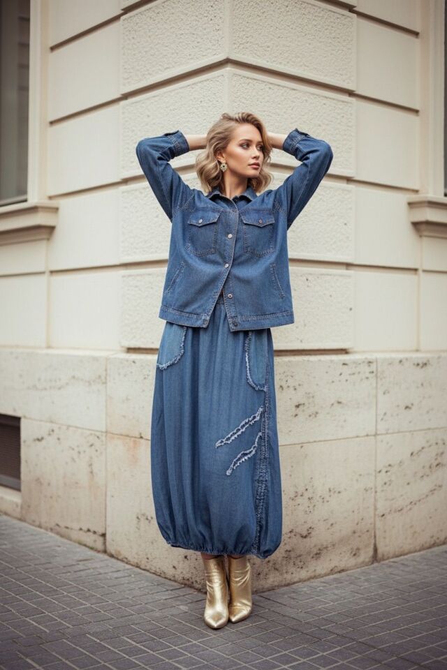 Indigo Grace Flow – Lastikli Tencel Etek