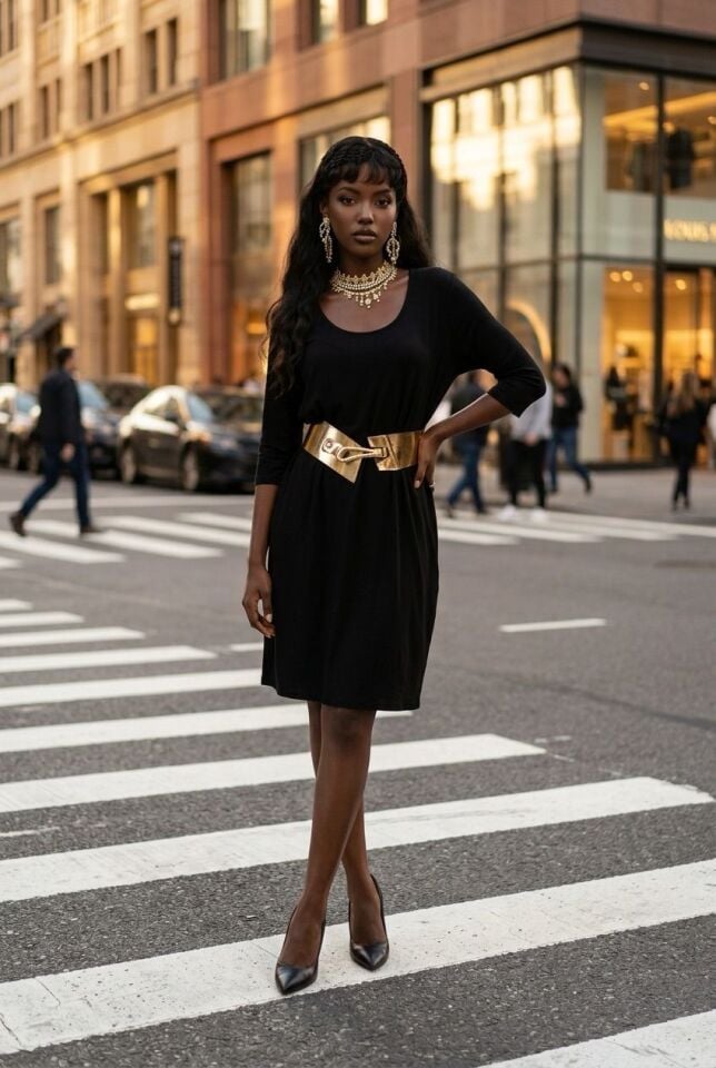 Siyah Kısa Kol Pensli Elbise