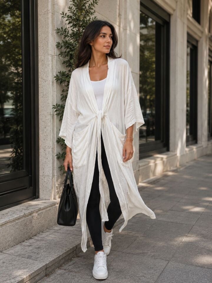Yandan Cepli Şal Yaka Kaftan